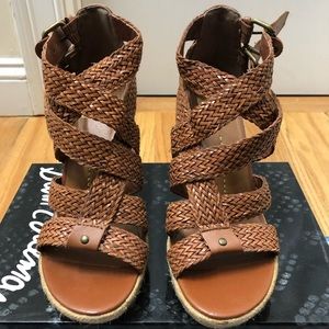 Dolce Vita Braided Brown Leather Wedges (Size 7)